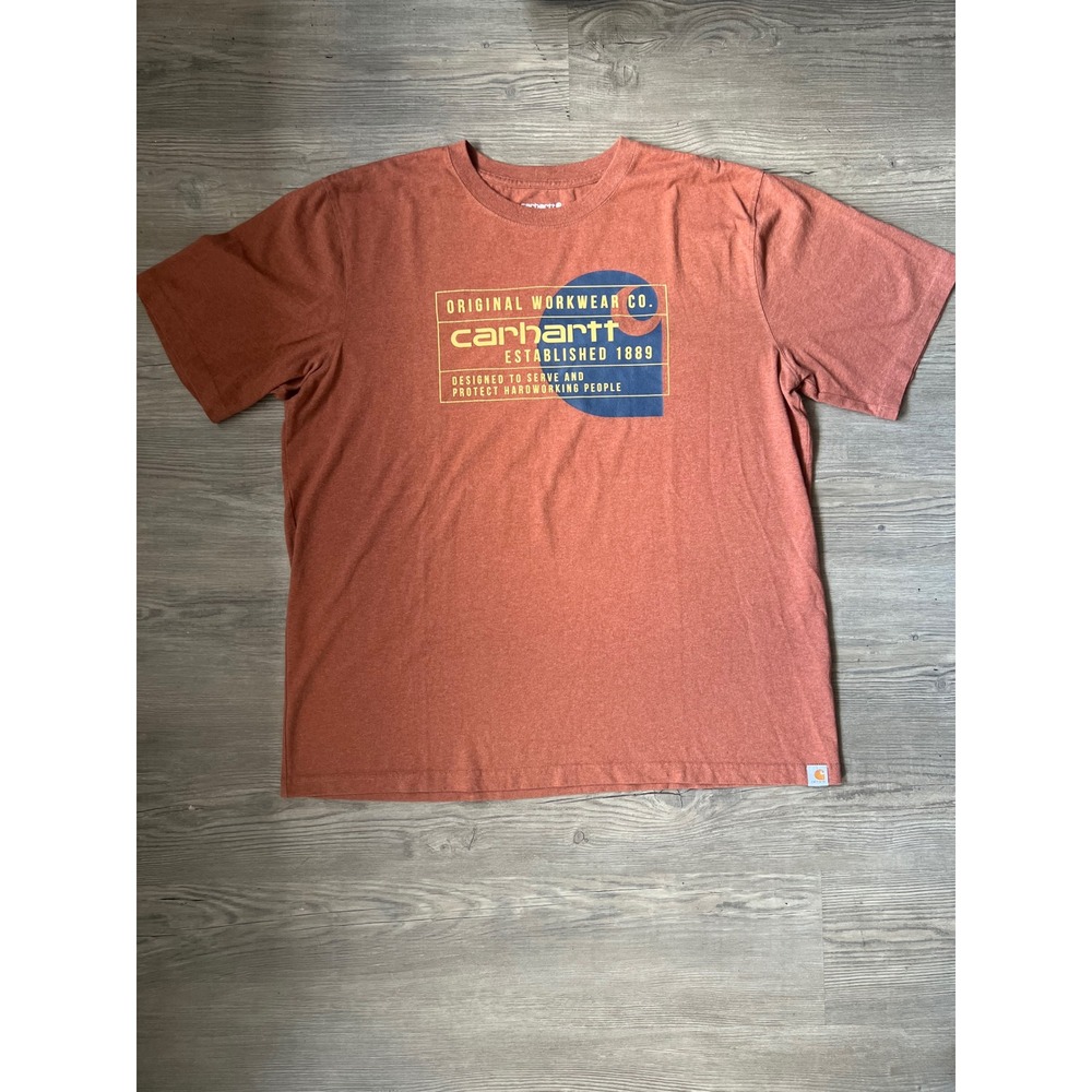 Carhartt Men's Relaxed Fit Original Work Company Graphic T-Shirt Orange Size XL